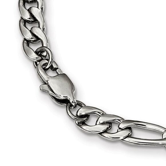 6mm Stainless Steel Polished Figaro Chain Necklace, 24 Inch - Picture 3 of 8